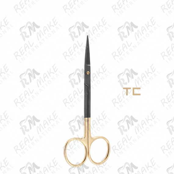 TC Iris Black Coated Scissors (Saw Edge, Straight)