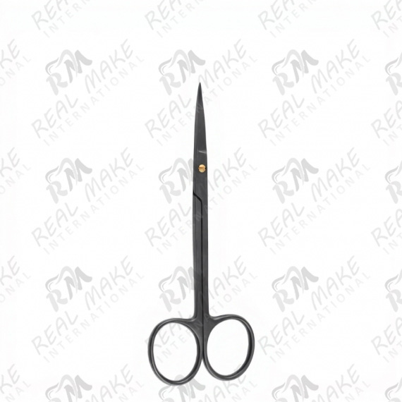 Iris Black Coated Scissors (Saw Edge, Straight)