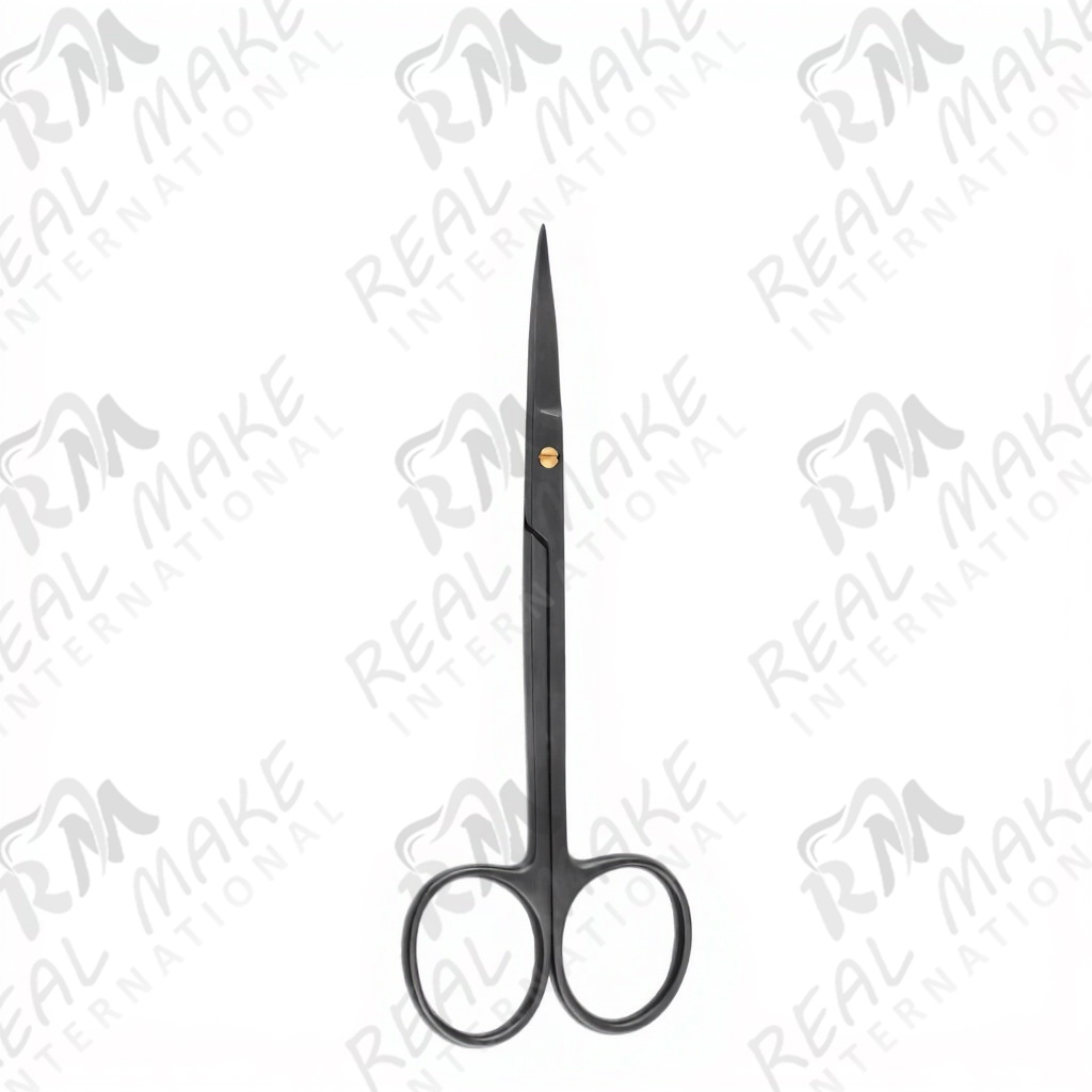 Iris Black Coated Scissors (Saw Edge, Straight)