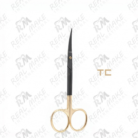  TC Iris Black Coated Scissors(Saw Edge, Curved)