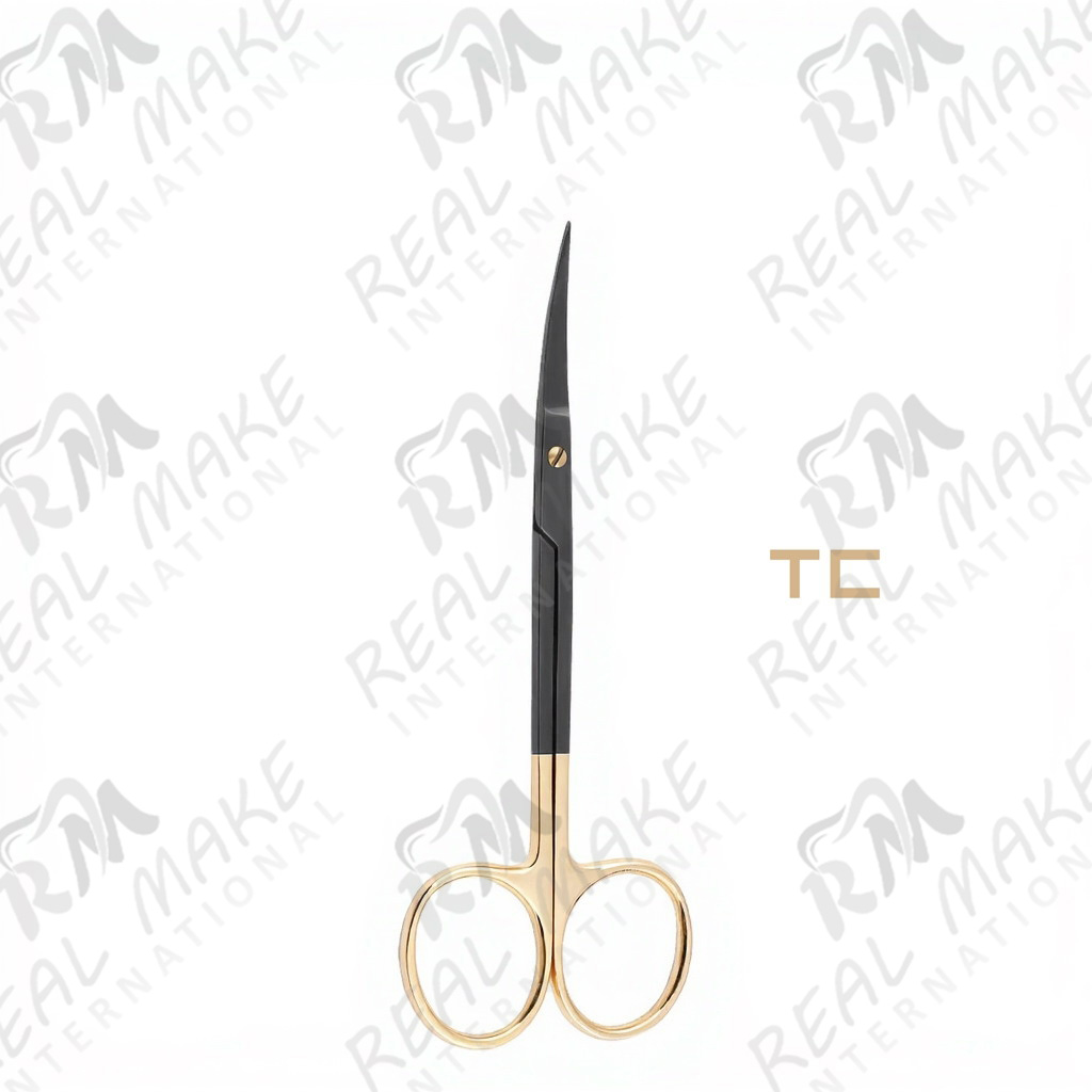  TC Iris Black Coated Scissors(Saw Edge, Curved)